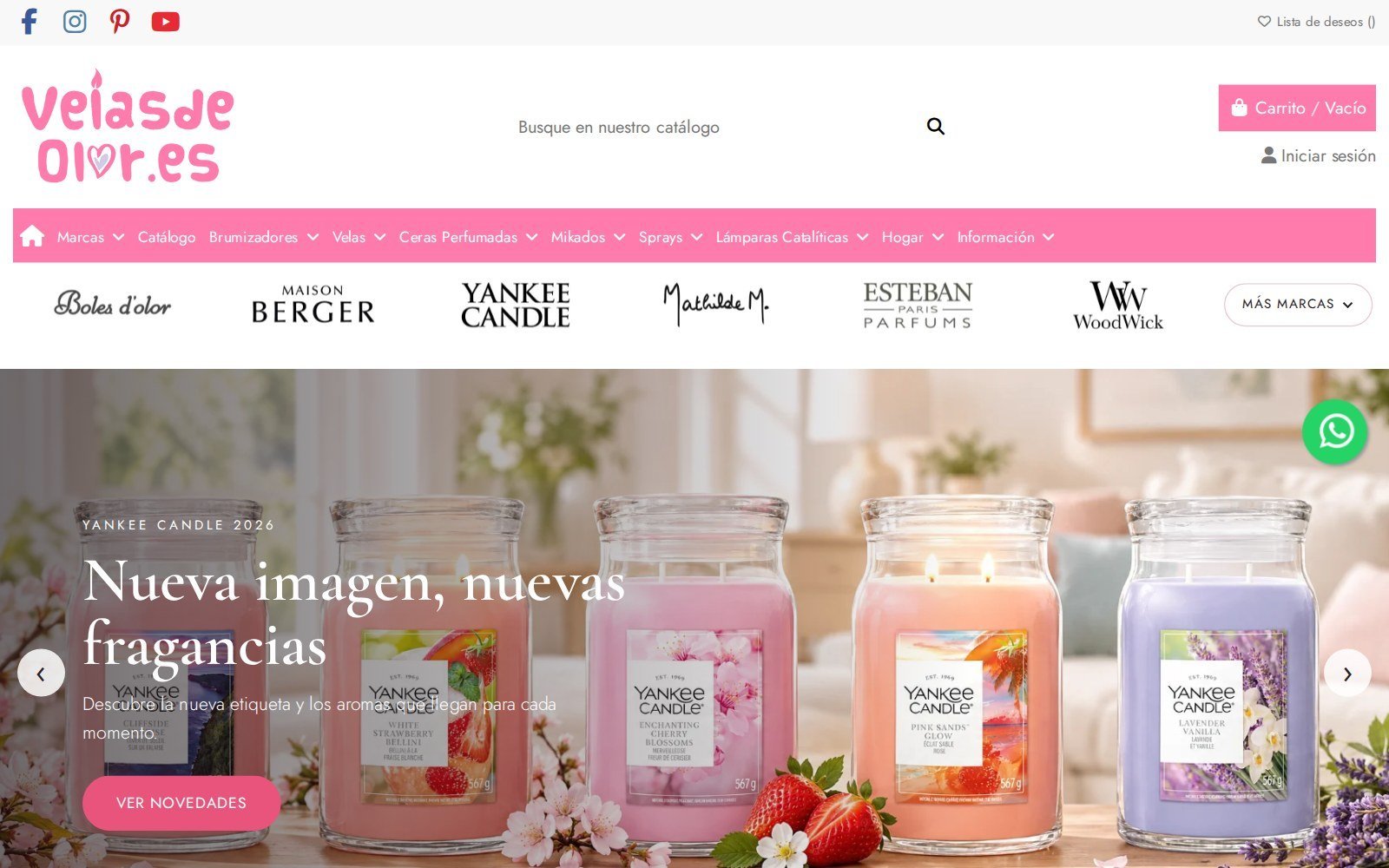 Proyectos web realizados: tienda online PrestaShop velasdeolor.es